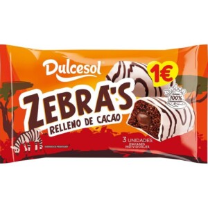 Bombón Zebra's Cacao Dulcesol 3ud 120g