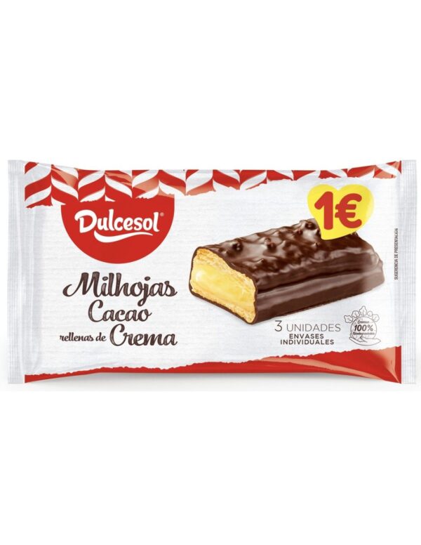 Milhojas Cacao Dulcesol Rellenas de Crema 200g