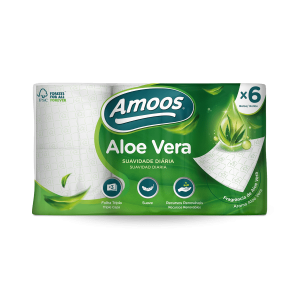 Papel Higiénico Triple capa Aloe Vera 6 Rollos Amoos