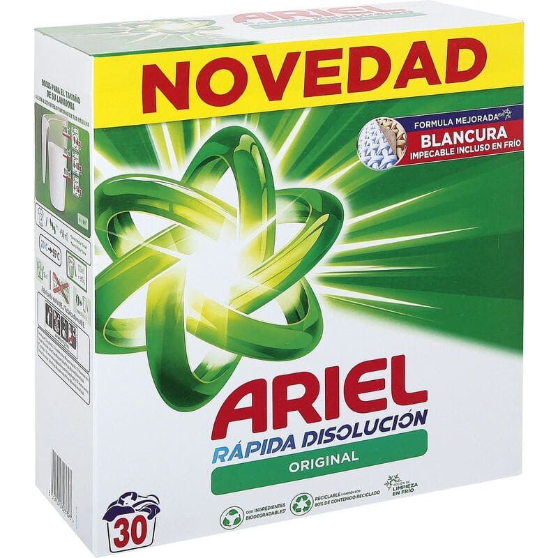 Ariel detergente en polvo 30 lavados