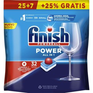 Detergente Lavavajillas Powerball todo en 1 Finish 25+7ud
