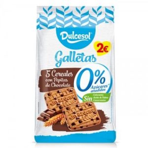 Galletas 5Cereales con Chocolate Sin Azúcar Dulcesol 240g